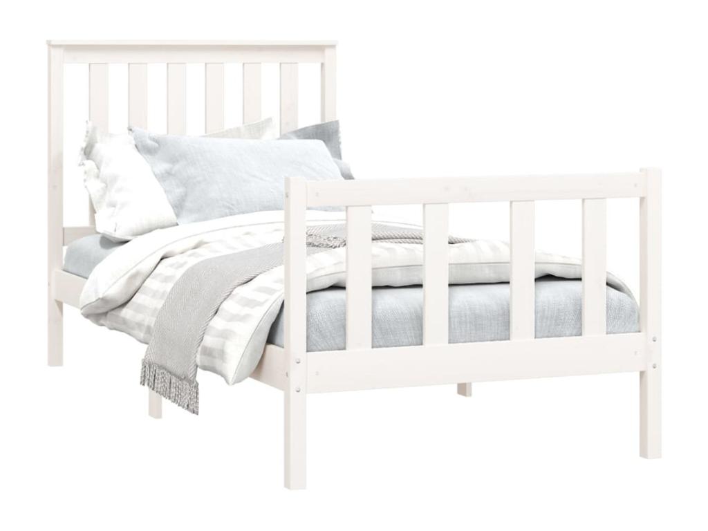 Cadre de lit en pin blanc, 100 x 200 cm