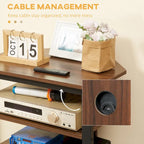 Meuble TV, meuble multimédia, tour audio d'angle avec étagères de rangement et structure en acier