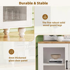 Meuble TV pour téléviseurs jusqu'à 70 pouces, buffet polyvalent, étagères réglables, portes en verre trempé, meuble buffet avec 5 pieds en forme de gourde