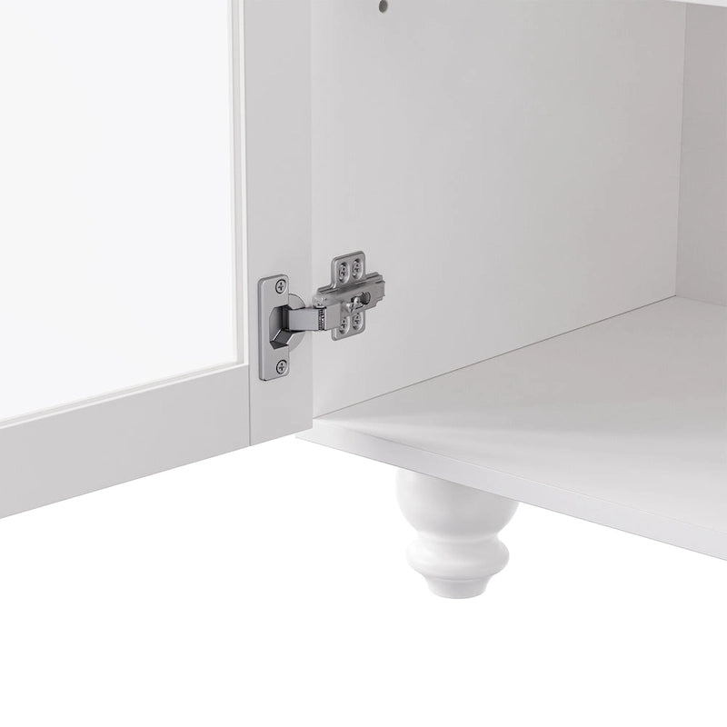 Meuble TV pour téléviseurs jusqu'à 70 pouces, buffet polyvalent, étagères réglables, portes en verre trempé, meuble buffet avec 5 pieds en forme de gourde