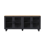 Meuble TV pour téléviseurs jusqu'à 70 pouces, buffet polyvalent, étagères réglables, portes en verre trempé, meuble buffet avec 5 pieds en forme de gourde