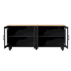 Meuble TV pour téléviseurs jusqu'à 70 pouces, buffet polyvalent, étagères réglables, portes en verre trempé, meuble buffet avec 5 pieds en forme de gourde