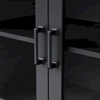 Meuble TV pour téléviseurs jusqu'à 70 pouces, buffet polyvalent, étagères réglables, portes en verre trempé, meuble buffet avec 5 pieds en forme de gourde