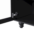 Meuble TV pour téléviseurs jusqu'à 70 pouces, buffet polyvalent, étagères réglables, portes en verre trempé, meuble buffet avec 5 pieds en forme de gourde