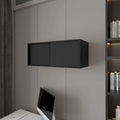 Floating Cabinet with Sliding Door,Black