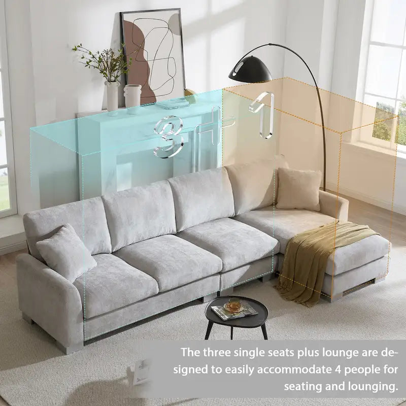 Canapé d'angle moderne Rosita en forme de L avec méridienne par GDFStudio