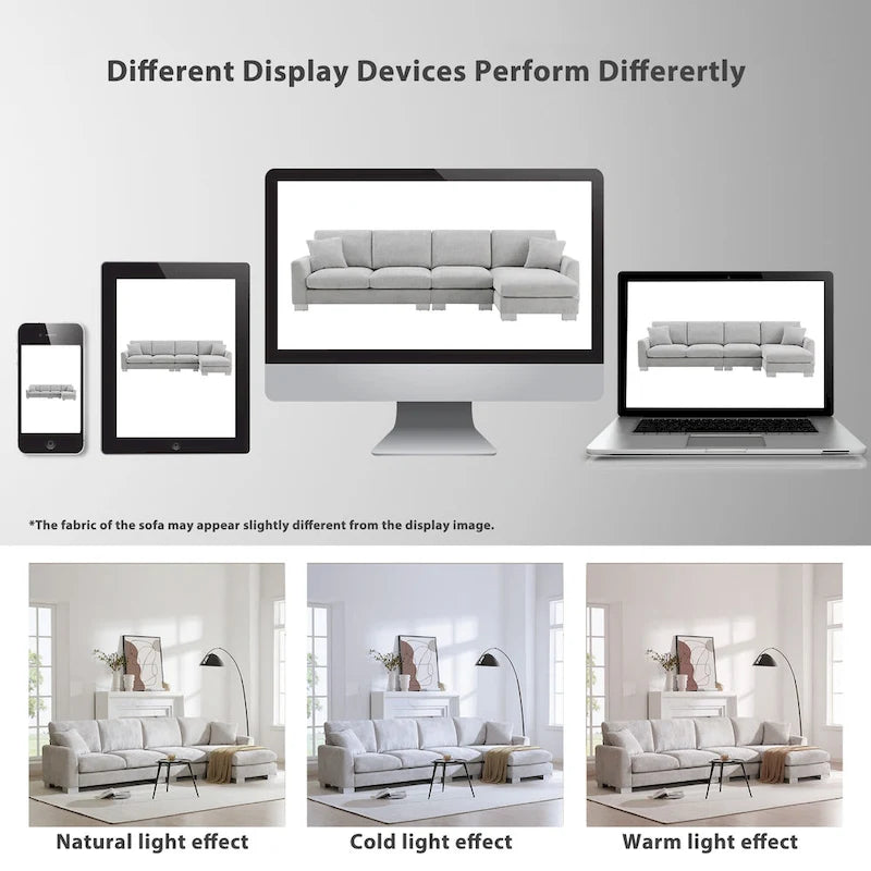 Canapé d'angle moderne Rosita en forme de L avec méridienne par GDFStudio