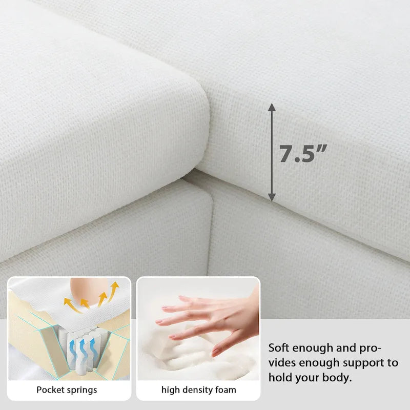 Canapé d'angle moderne Rosita en forme de L avec méridienne par GDFStudio