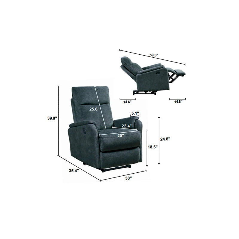 Christopher Knight Home - Fauteuil inclinable électrique Hudson avec chargeur USB