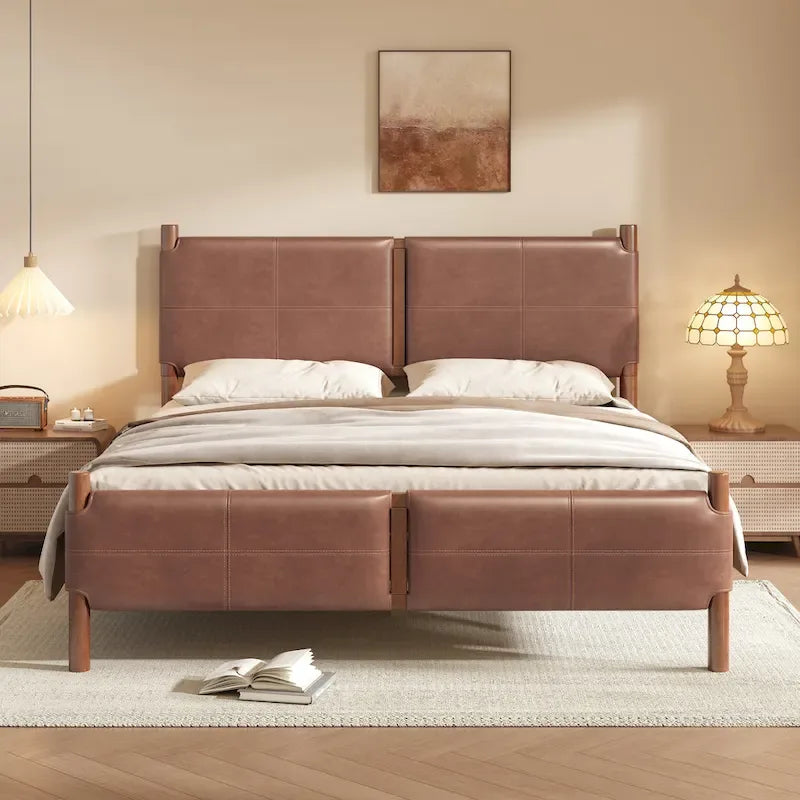 Christopher Knight Home - Maxwell Queen Platform Bed with Upholstered Headboard and Solid Wood Frame