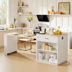 Îlot de cuisine Betsy avec table à manger extensible pour 4 à 6 personnes