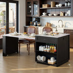 Îlot de cuisine Betsy avec table à manger extensible pour 4 à 6 personnes