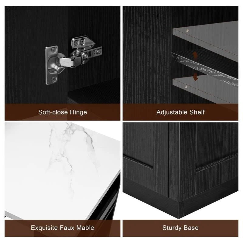 Îlot de cuisine Betsy avec table à manger extensible pour 4 à 6 personnes