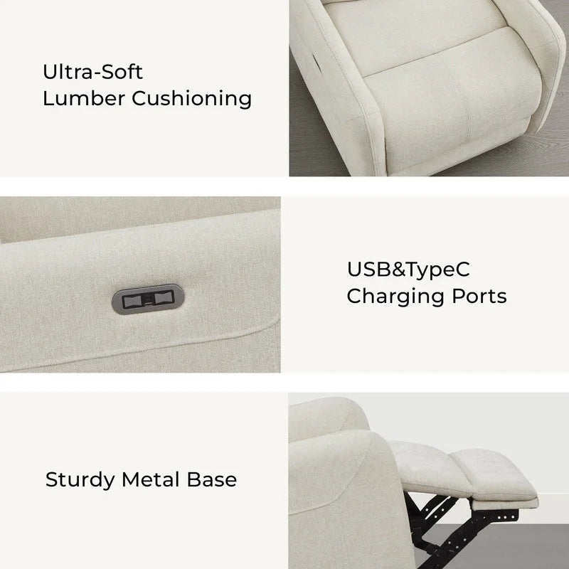 Fauteuil inclinable pivotant électrique Adalyn avec coussin lombaire