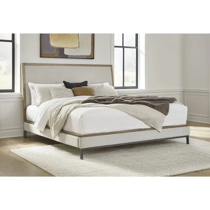 Signature Design by Ashley Tomtyn Beige/Light Brown Upholstered Platform Bed