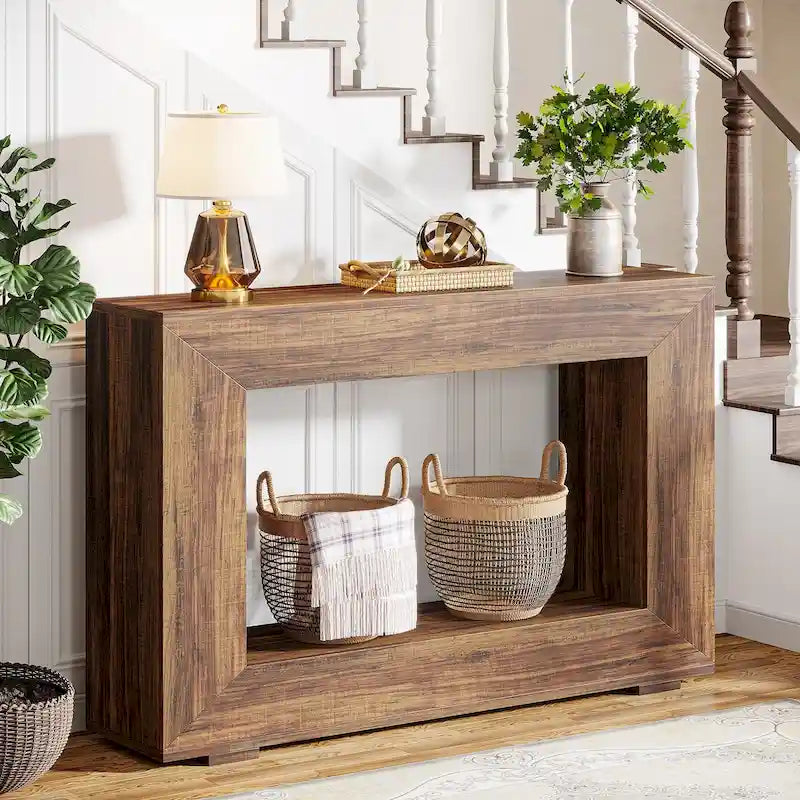 Console étroite de 119 cm avec rangement pour entrée ou salon - 120 cm L x 74 cm H x 30 cm P