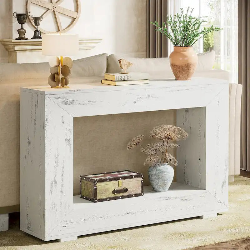 Console étroite de 119 cm avec rangement pour entrée ou salon - 120 cm L x 74 cm H x 30 cm P