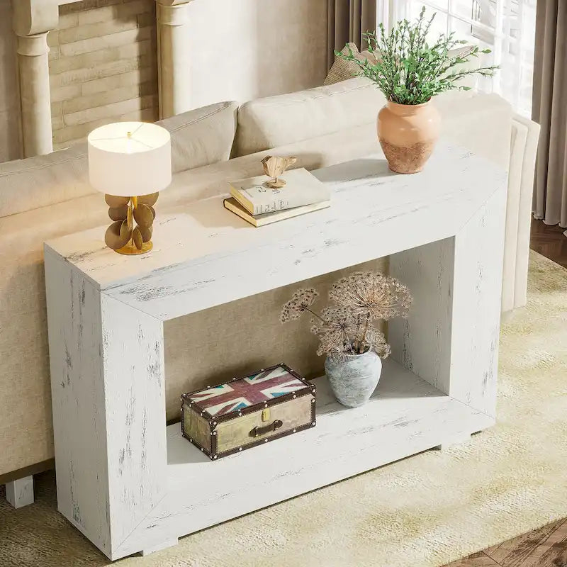 Console étroite de 119 cm avec rangement pour entrée ou salon - 120 cm L x 74 cm H x 30 cm P