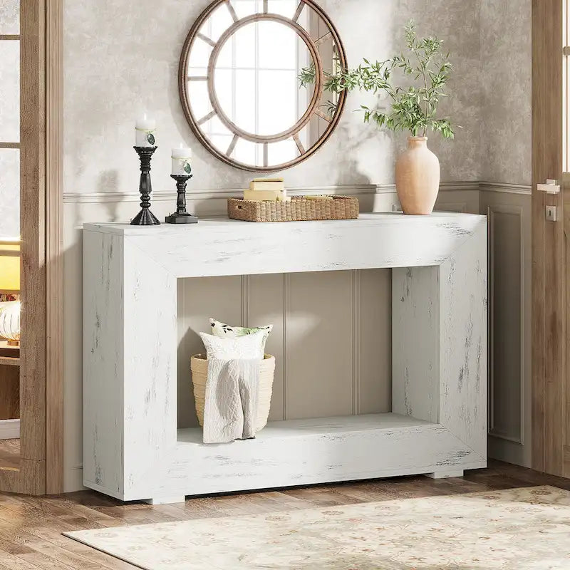 Console étroite de 119 cm avec rangement pour entrée ou salon - 120 cm L x 74 cm H x 30 cm P