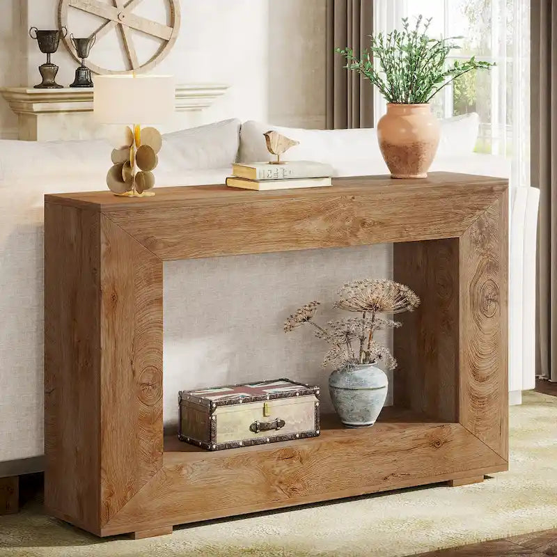 Console étroite de 119 cm avec rangement pour entrée ou salon - 120 cm L x 74 cm H x 30 cm P