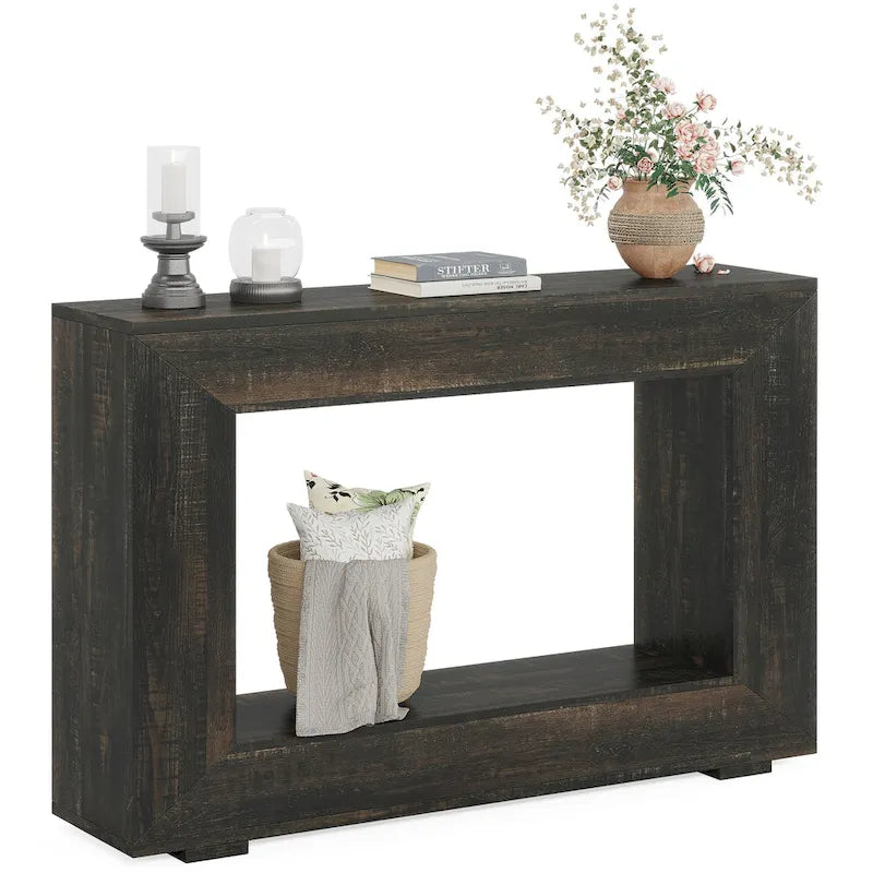 Console étroite de 119 cm avec rangement pour entrée ou salon - 120 cm L x 74 cm H x 30 cm P