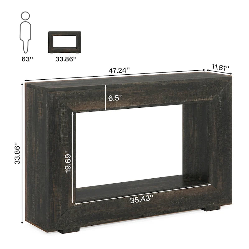 Console étroite de 119 cm avec rangement pour entrée ou salon - 120 cm L x 74 cm H x 30 cm P