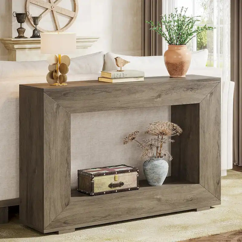 Console étroite de 119 cm avec rangement pour entrée ou salon - 120 cm L x 74 cm H x 30 cm P