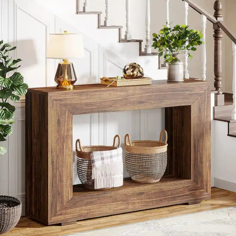 Console étroite de 119 cm avec rangement pour entrée ou salon - 120 cm L x 74 cm H x 30 cm P