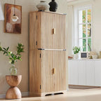 72 Tall Modern Fluted Pantry Cabinet, Storage Cabinet with 4 Doors