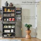 Armoire de rangement moderne cannelée de 72 pouces de haut, avec 4 portes