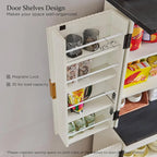 Armoire de rangement moderne cannelée de 72 pouces de haut, avec 4 portes