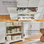 Armoire de rangement moderne cannelée de 72 pouces de haut, avec 4 portes