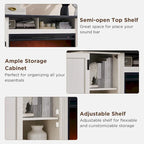 Meuble TV style ferme avec cheminée pour téléviseur 80 pouces, centre de divertissement