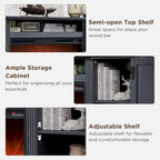 Meuble TV style ferme avec cheminée pour téléviseur 80 pouces, centre de divertissement