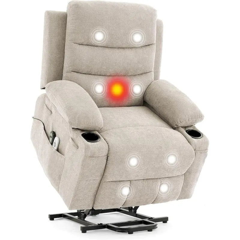 Fauteuil releveur électrique surdimensionné, fauteuil inclinable pour personnes âgées avec fonction chauffante et massage