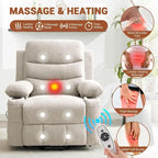 Fauteuil releveur électrique surdimensionné, fauteuil inclinable pour personnes âgées avec fonction chauffante et massage