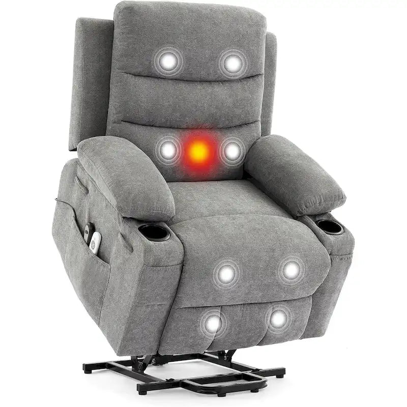 Fauteuil releveur électrique surdimensionné, fauteuil inclinable pour personnes âgées avec fonction chauffante et massage
