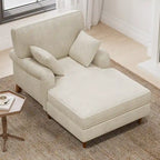 Chaise longue Roomfitters 40,5, canapé d'intérieur surdimensionné avec coussins et accoudoirs arrondis, revêtement en velours côtelé, beige