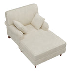 Chaise longue Roomfitters 40,5, canapé d'intérieur surdimensionné avec coussins et accoudoirs arrondis, revêtement en velours côtelé, beige