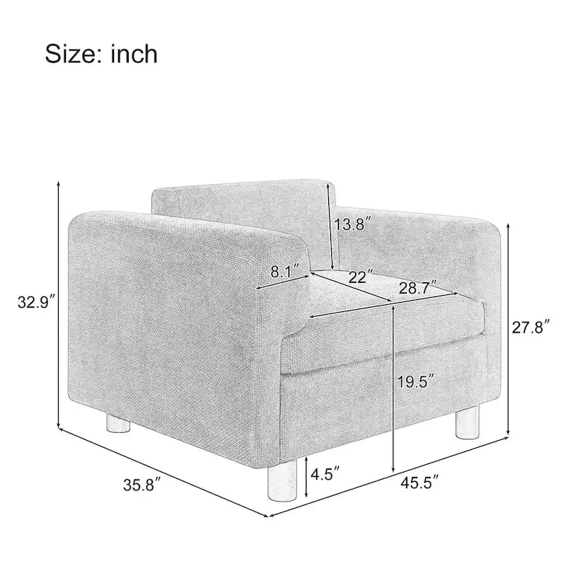 Fauteuil d'appoint surdimensionné Roomfitters, canapé une place confortable pour salon, chambre ou bureau, revêtement en velours tissé