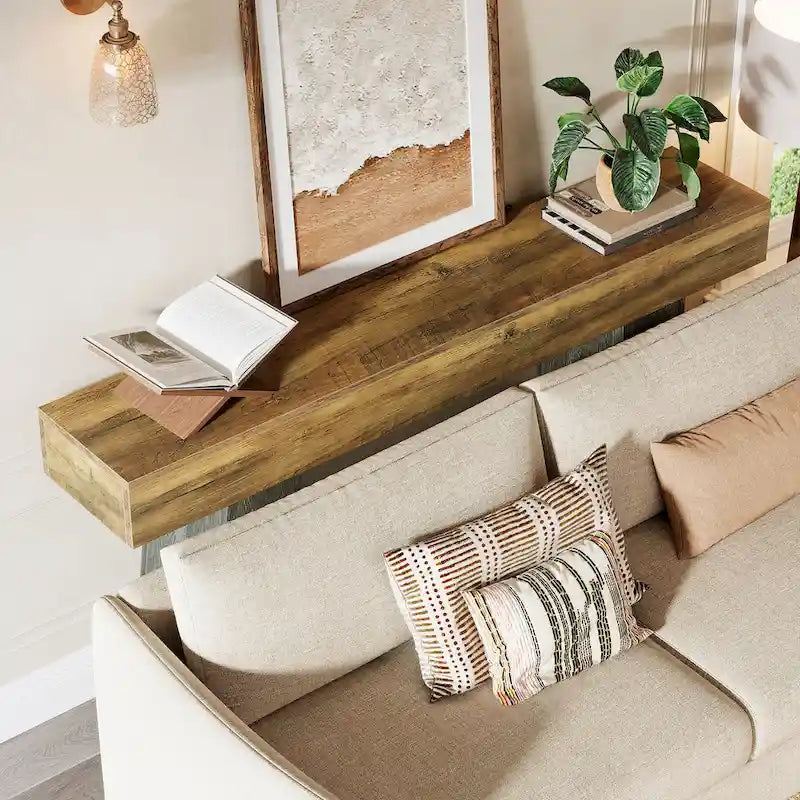 Table console d'entrée de style campagnard, 160 cm de long, en bois, pour canapé.