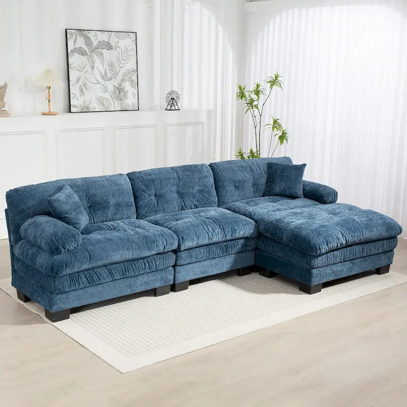 Canapé d'angle convertible en L en chenille 120,87 cm avec pouf