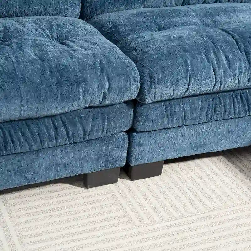 Canapé d'angle convertible en L en chenille 120,87 cm avec pouf