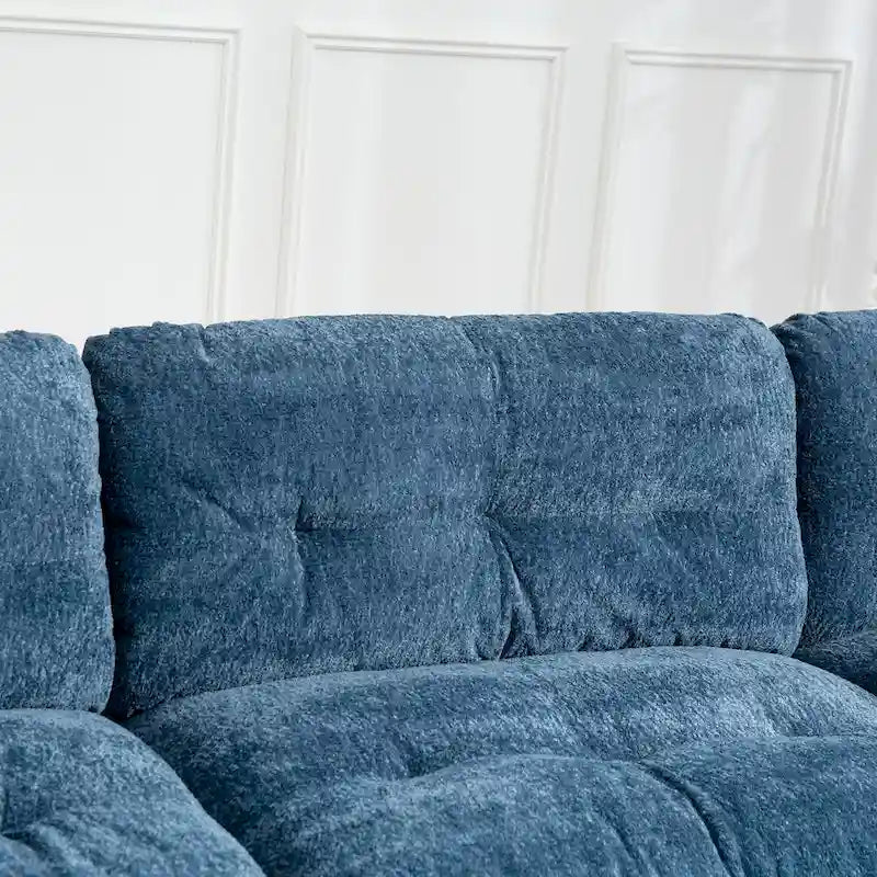 Canapé d'angle convertible en L en chenille 120,87 cm avec pouf