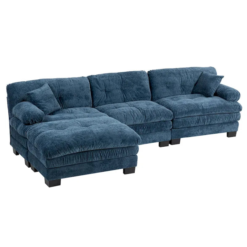 Canapé d'angle convertible en L en chenille 120,87 cm avec pouf