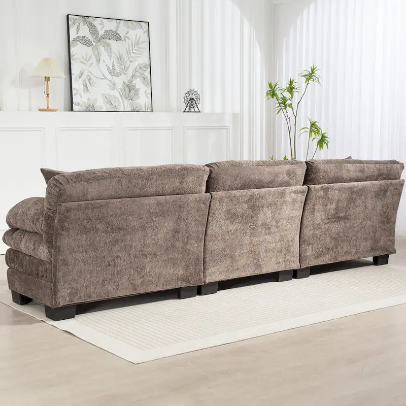 Canapé d'angle convertible en L en chenille 120,87 cm avec pouf