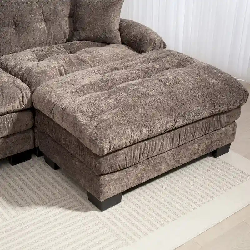 Canapé d'angle convertible en L en chenille 120,87 cm avec pouf
