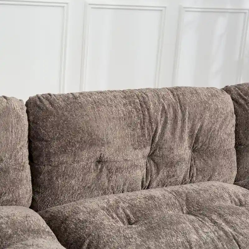 Canapé d'angle convertible en L en chenille 120,87 cm avec pouf