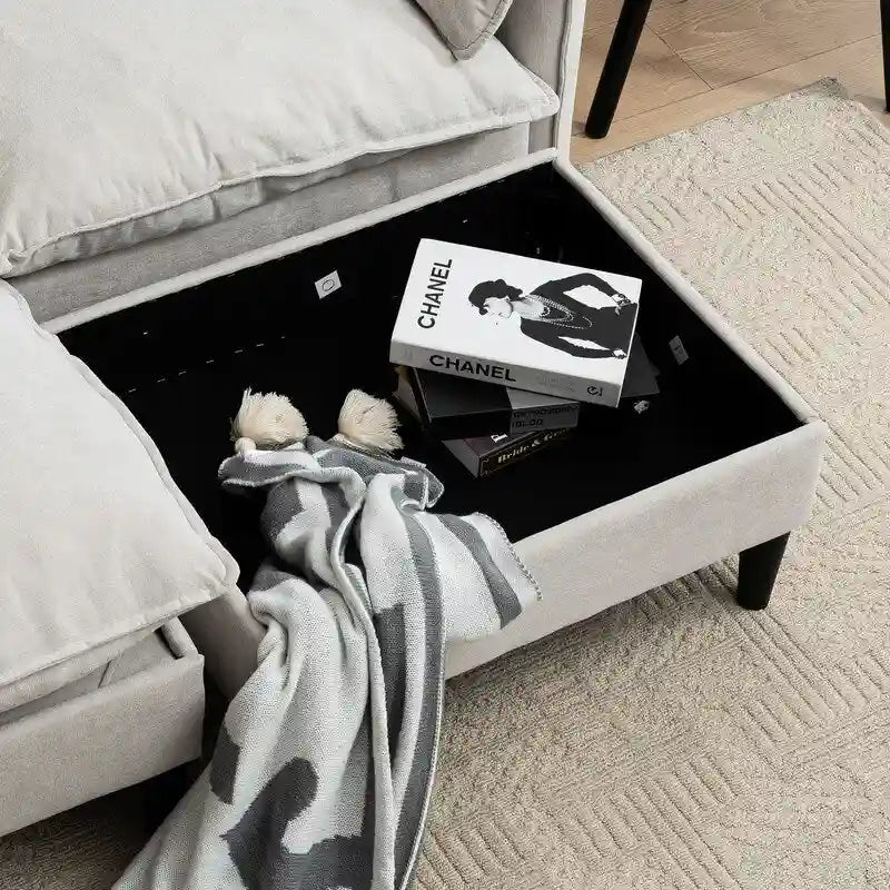 Canapé modulable convertible 2 places 69 avec pouf et rangement