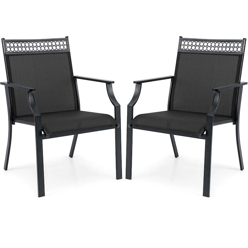 Ensemble de 2 chaises de patio Costway avec tissu respirant résistant aux intempéries - Voir les détails